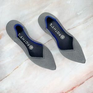 Rothy’s  Cloud Birdseye Gray Point Flats Shoes 7